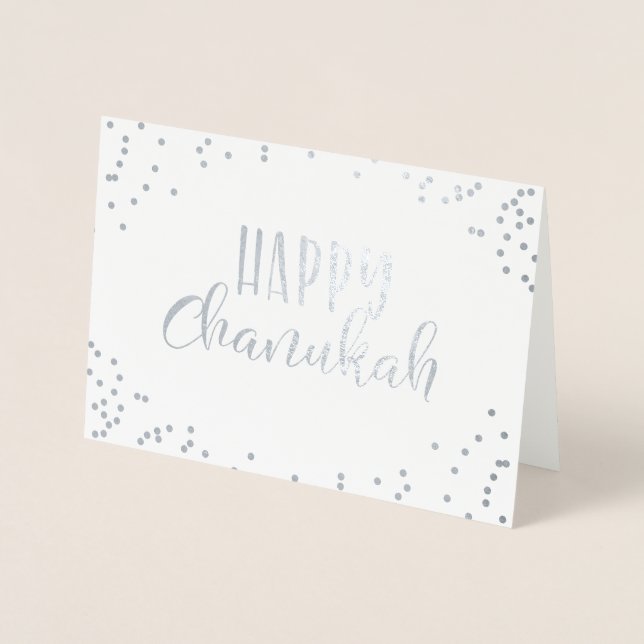 Tarjeta Con Relieve Metalizado Feliz Chanukah (Anverso)