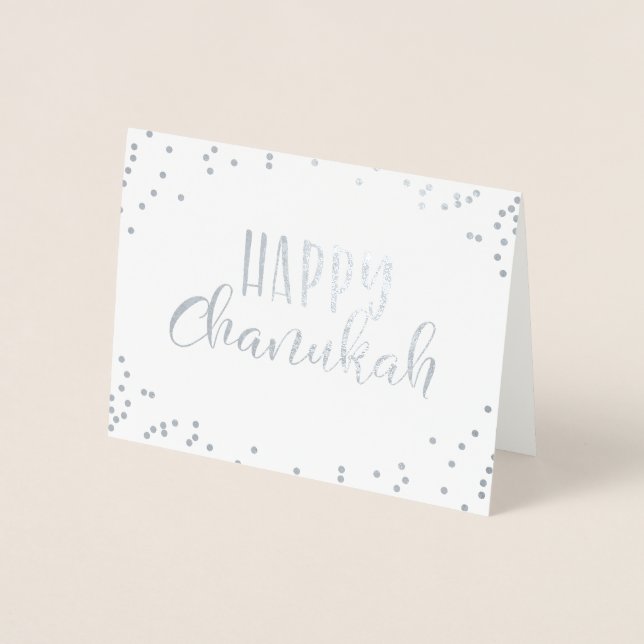 Tarjeta Con Relieve Metalizado Feliz Chanukah (Anverso)