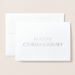 Tarjeta Con Relieve Metalizado Feliz Chrismukkah minimalista elegante simple chic