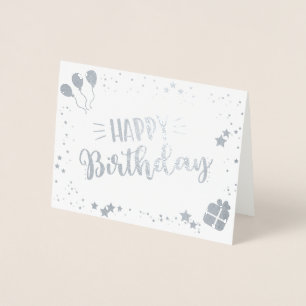 Tarjeta Con Relieve Metalizado Feliz cumpleaños