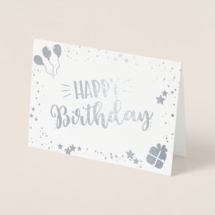 Tarjeta Con Relieve Metalizado Feliz cumpleaños