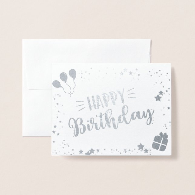 Tarjeta Con Relieve Metalizado Feliz cumpleaños (Anverso con sobre)