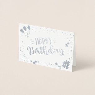Tarjeta Con Relieve Metalizado Feliz cumpleaños