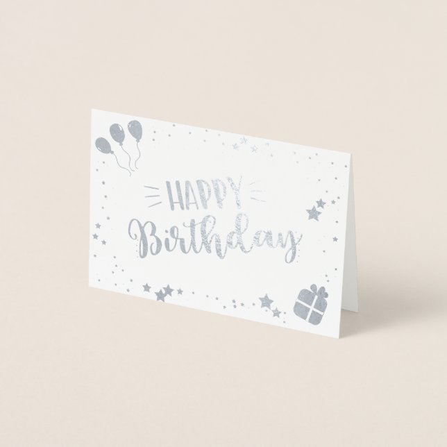 Tarjeta Con Relieve Metalizado Feliz cumpleaños (Anverso)
