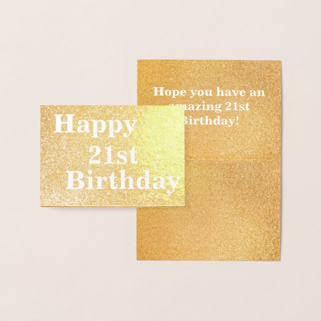 Tarjeta Con Relieve Metalizado Feliz cumpleaños 21 de oro (Demostración)