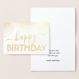 Tarjeta Con Relieve Metalizado Feliz cumpleaños elegante guión Kraft y Silver Rea