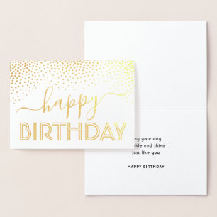 Tarjeta Con Relieve Metalizado Feliz cumpleaños elegante guión Kraft y Silver Rea