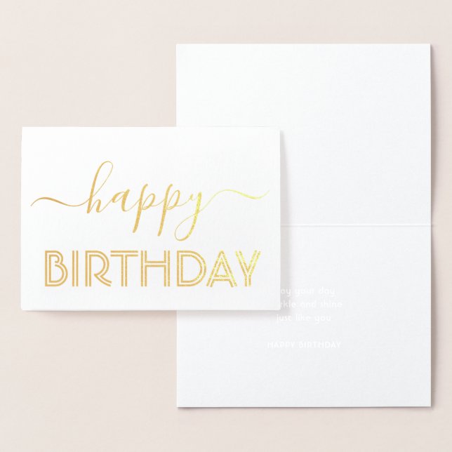 Tarjeta Con Relieve Metalizado Feliz cumpleaños elegante guión Kraft y Silver Rea (Demostración)