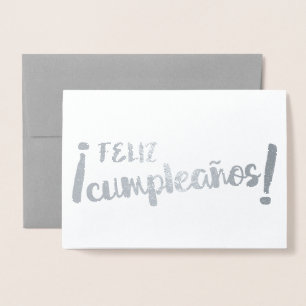 Tarjeta Con Relieve Metalizado Feliz cumpleaños español Felíz brocha de cumpleaño