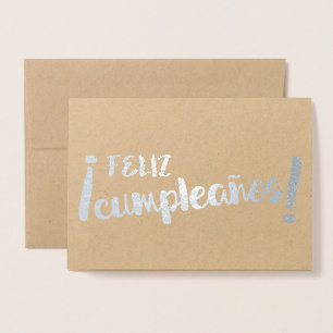 Tarjeta Con Relieve Metalizado Feliz cumpleaños español Felíz brocha de cumpleaño