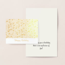Tarjeta Con Relieve Metalizado Feliz cumpleaños, estrellas y fuegos artificiales