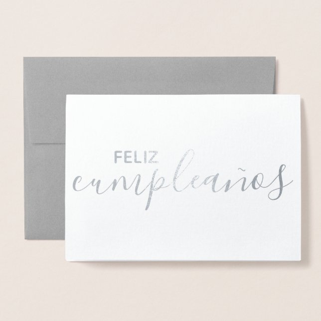 Tarjeta Con Relieve Metalizado Feliz cumpleaños feliz español (Anverso con sobre)
