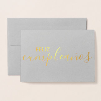Tarjeta Con Relieve Metalizado Feliz cumpleaños feliz español