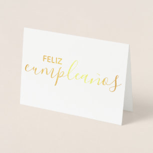 Tarjeta Con Relieve Metalizado Feliz cumpleaños feliz español