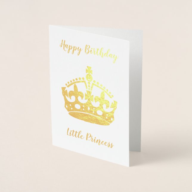 Tarjeta Con Relieve Metalizado Feliz cumpleaños Little Princess Gold (Anverso)