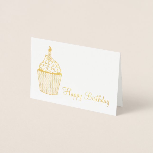 Tarjeta Con Relieve Metalizado Feliz cumpleaños, torta escarpada aspersa vándala (Anverso)
