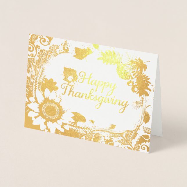 Tarjeta Con Relieve Metalizado Feliz Día de Acción de Gracias 13 (Anverso)