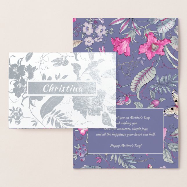 Tarjeta Con Relieve Metalizado Feliz Día de la Madre. Nombre personalizado de luj (Demostración)