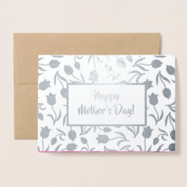Tarjeta Con Relieve Metalizado Feliz Día de la Madre. Tulip Painting Luxury