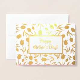 Tarjeta Con Relieve Metalizado Feliz Día de la Madre. Tulip Painting Luxury