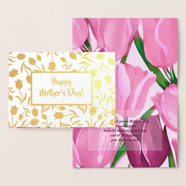 Tarjeta Con Relieve Metalizado Feliz Día de la Madre. Tulip Painting Luxury (Demostración)
