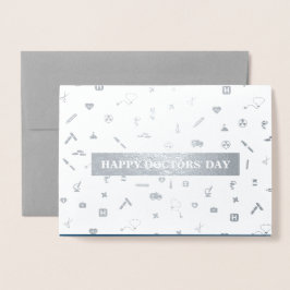 Tarjeta Con Relieve Metalizado Feliz Día de los Médicas. Lujo de la Carnación Roj