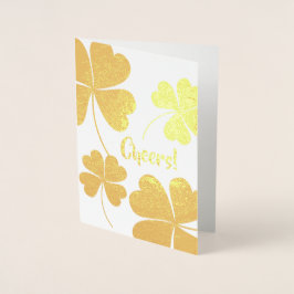 Tarjeta Con Relieve Metalizado Feliz Día de San Patricio. Chica irlandés de Littl