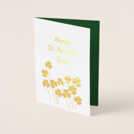 Tarjeta Con Relieve Metalizado Feliz Día de San Patricio. Shamrock Luxury