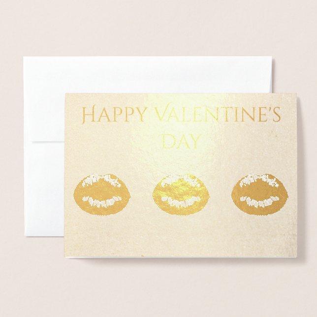 Tarjeta Con Relieve Metalizado Feliz Día de San Valentín (Anverso con sobre)