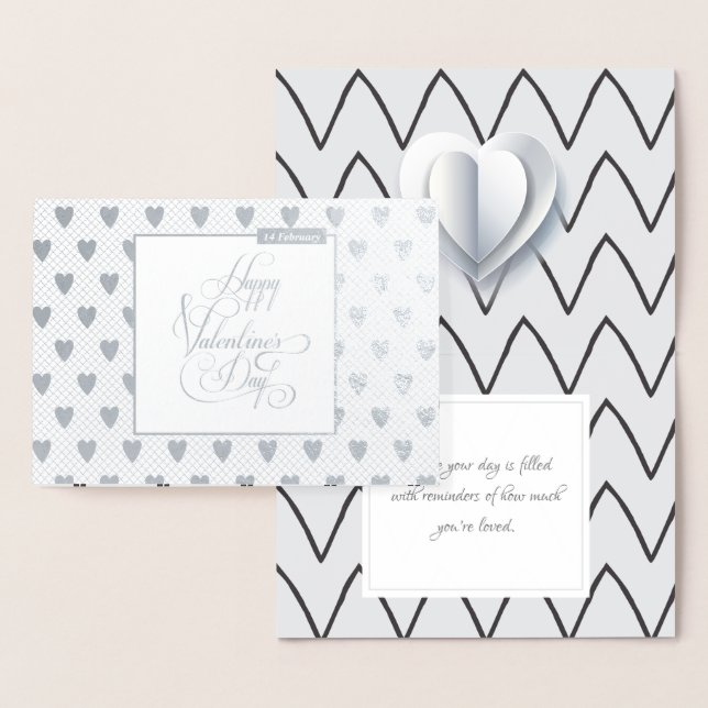 Tarjeta Con Relieve Metalizado Feliz Día de San Valentín elegante lujo moderno (Demostración)