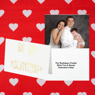 Tarjeta Con Relieve Metalizado Feliz Día de San Valentín Swirly Font Añadir foto 