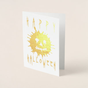 Tarjeta Con Relieve Metalizado Feliz Halloween Splatolatern