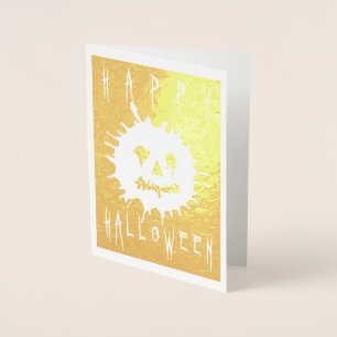 Tarjeta Con Relieve Metalizado Feliz Halloween Splatolatern