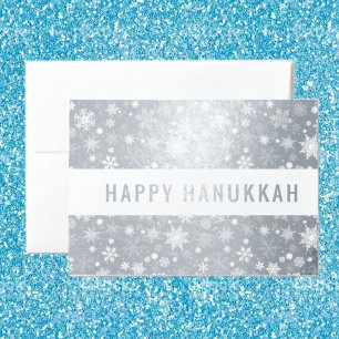 Tarjeta Con Relieve Metalizado Feliz Hanukkah