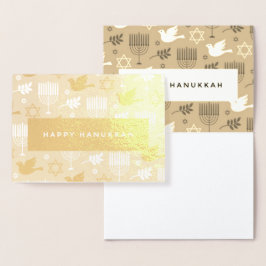 Tarjeta Con Relieve Metalizado Feliz Hanukkah