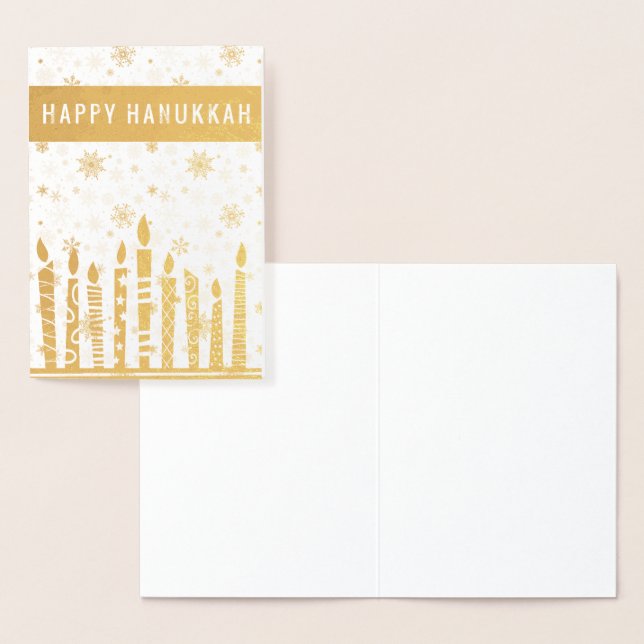 Tarjeta Con Relieve Metalizado Feliz Hanukkah Menorah (Demostración)
