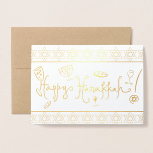 Tarjeta Con Relieve Metalizado Feliz Janucá