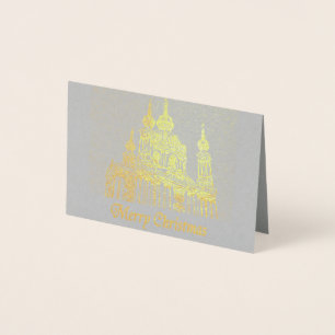 Tarjeta Con Relieve Metalizado Feliz Navidad