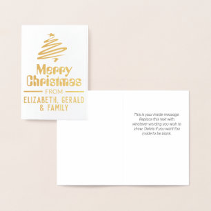 Tarjeta Con Relieve Metalizado Feliz Navidad