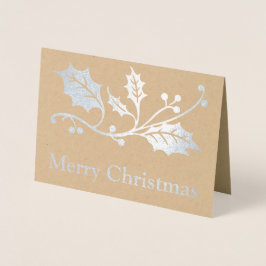 Tarjeta Con Relieve Metalizado Feliz Navidad