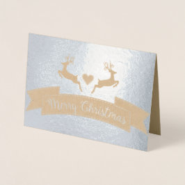 Tarjeta Con Relieve Metalizado Feliz Navidad