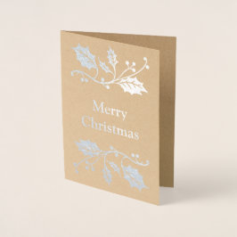 Tarjeta Con Relieve Metalizado Feliz Navidad