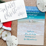 Tarjeta Con Relieve Metalizado Feliz Navidad Christian Scripture Beach Tema<br><div class="desc">Navidades de Relieve metalizado con las escrituras cristianas. Elija papel blanco, gris o kraft con Relieve metalizado de plata u oro para el saludo en el frente. El diseño está formado por dos estrellas del mar, o una estrella de mar, con adornos de árboles, en la parte delantera (Relieve metalizado)...</div>
