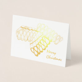 Tarjeta Con Relieve Metalizado Feliz Navidad Clásica Cinta Candy Navidad navideña