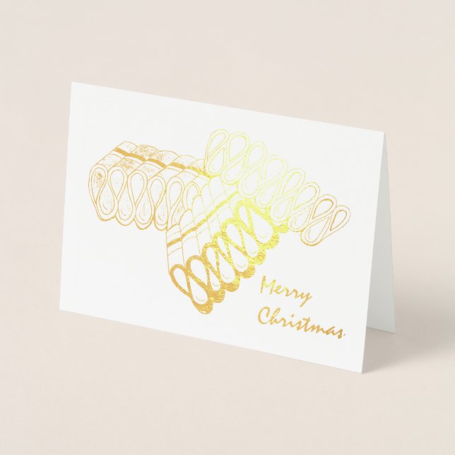 Tarjeta Con Relieve Metalizado Feliz Navidad Clásica Cinta Candy Navidad navideña (Anverso)