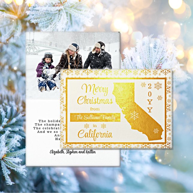 Tarjeta Con Relieve Metalizado Feliz Navidad desde California State | Foto (Subido por el creador)