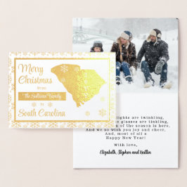 Tarjeta Con Relieve Metalizado Feliz Navidad desde Carolina del Sur | Foto