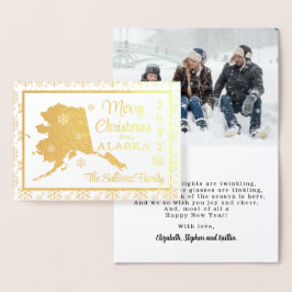 Tarjeta Con Relieve Metalizado Feliz Navidad desde el estado de Alaska | Foto