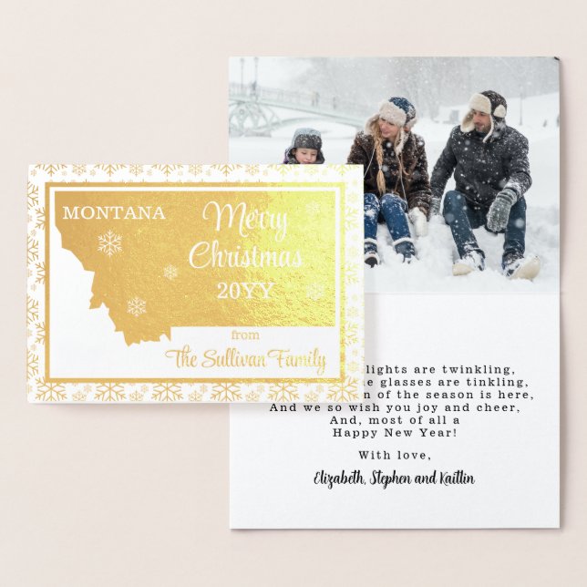 Tarjeta Con Relieve Metalizado Feliz Navidad desde el estado de Montana | Foto (Demostración)