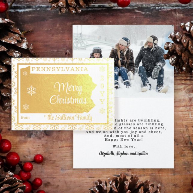 Tarjeta Con Relieve Metalizado Feliz Navidad desde el estado de Pennsylvania | Fo (Subido por el creador)